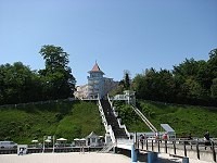 Blick vom Ostseestrand zur Promenade