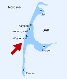 Karte von Westerland auf Sylt
